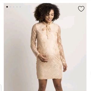 LIKE NEW Lace Ruffle Collared Maternity Dress M